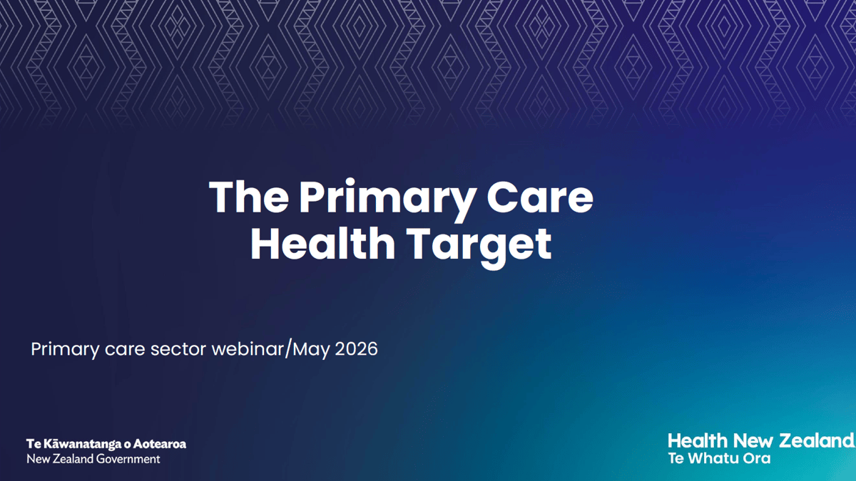 The Primary Care Health Target -sector webinar presentation slides May 2026